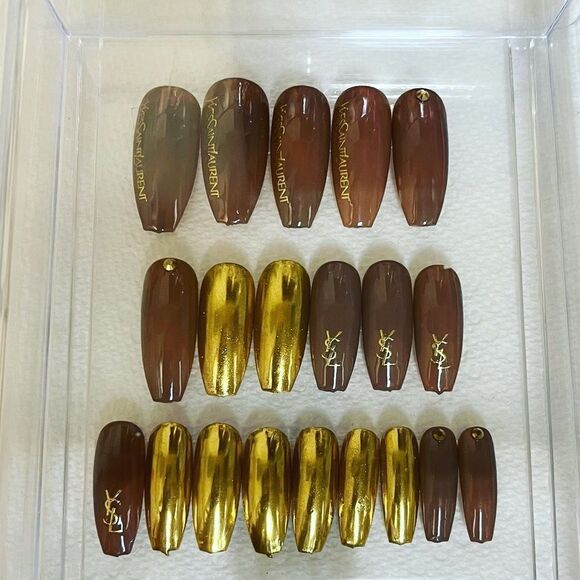 Brown Goddess gel pressons - Picture 3 of 9